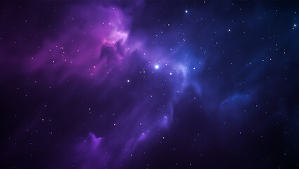 Naklejka premium Cosmic nebula purple space stars background
