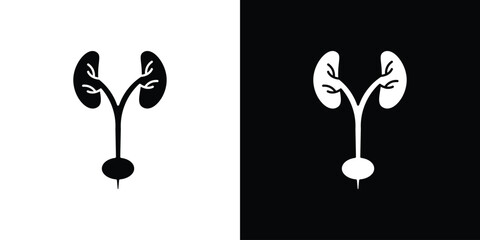 Urology icon in flat version on black and white background