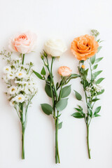 Fresh flowers in minimalist arrangement with soft colors on clean backdrop. Floral display features customization options for different styles
