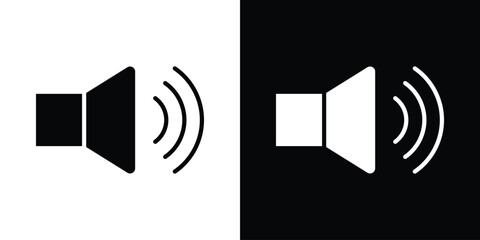 Volume icon in flat version on black and white background