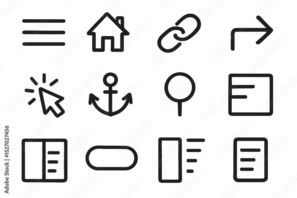 Poster minimalist icon set with various symbols on a textured background