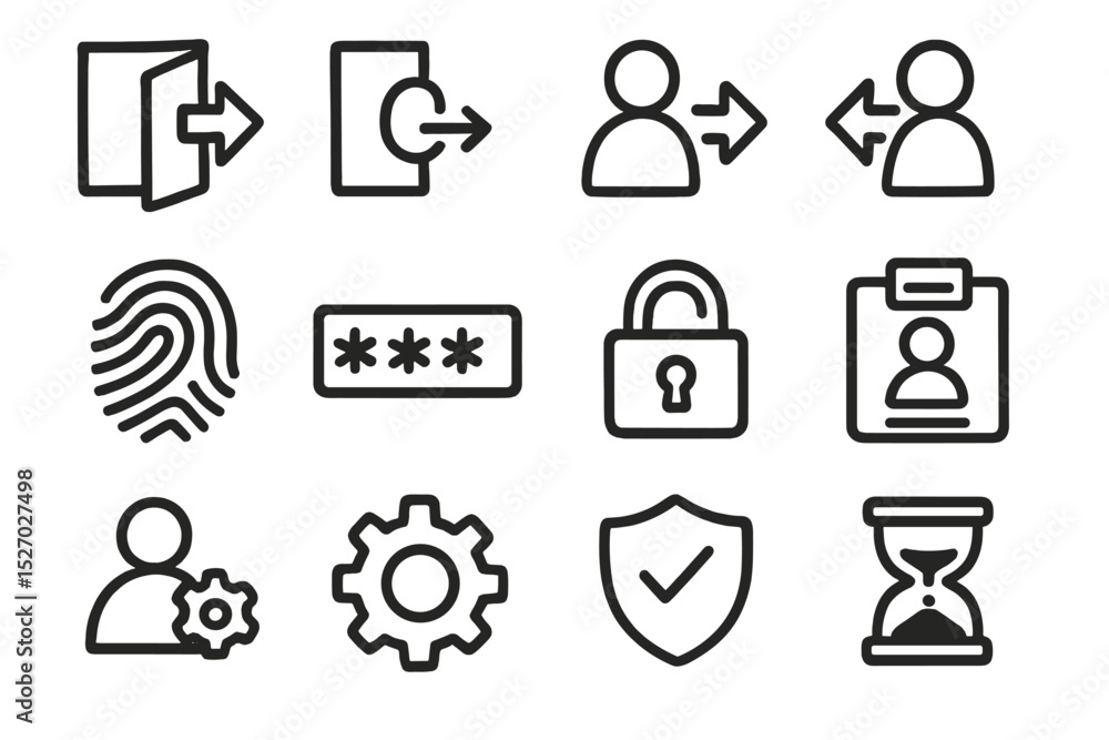 Poster vector icons of security and user interface concepts on gradient background