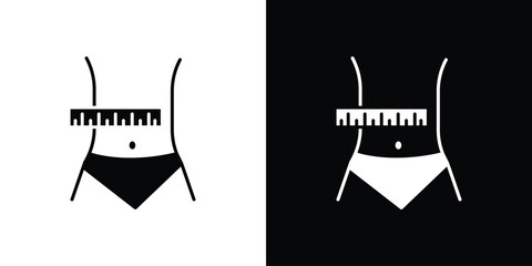 Weight loss icon in flat version on black and white background