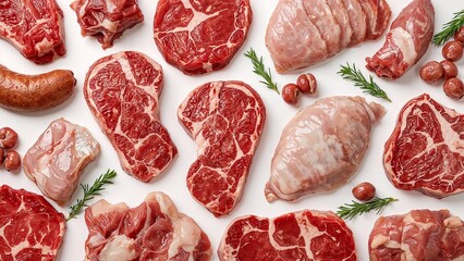 various types of fresh meat barbecue kitchen quality meat butcher shop