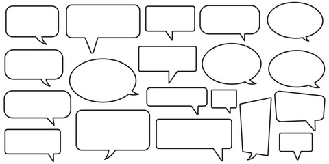 Obraz premium Speech Bubble set. Talk bubble. Cloud speech bubbles collection. message icon or logo isolated sign symbol.Comment icon speech bubble symbol. comic dialog clouds. Talk and think vector comics bubbles 