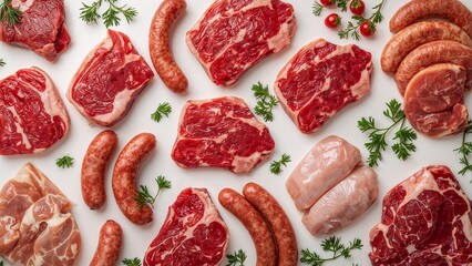 various types of fresh meat barbecue kitchen quality meat butcher shop