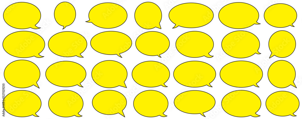 Poster speech bubble set. yellow talk bubble. cloud speech bubbles collection. message icon or logo isolate