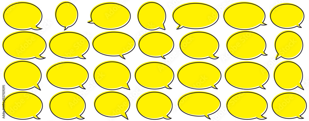 Poster speech bubble set. yellow talk bubble. cloud speech bubbles collection. message icon or logo isolate