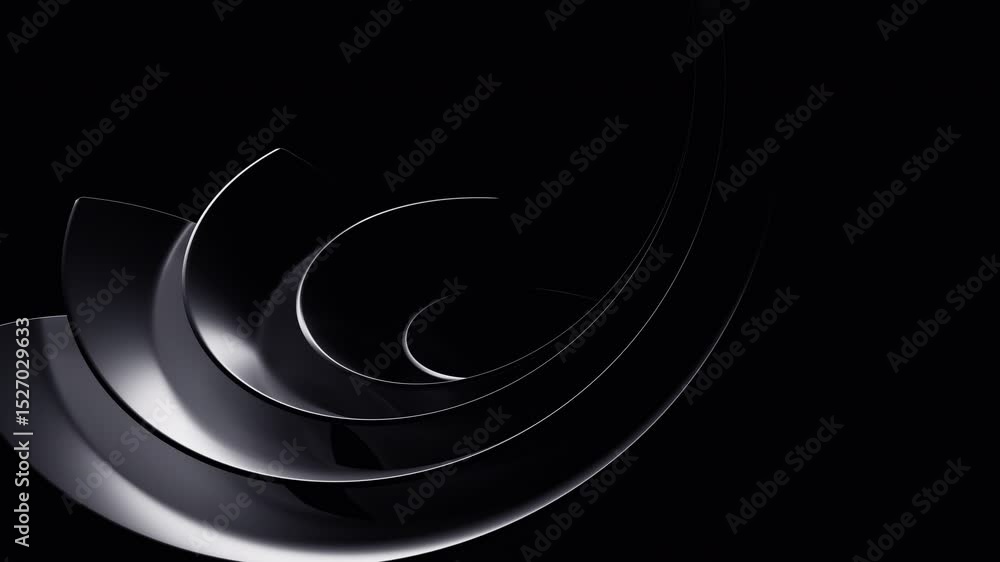 Poster abstract animation of curved shapes, background design, 4k seamless looping video, 3d render