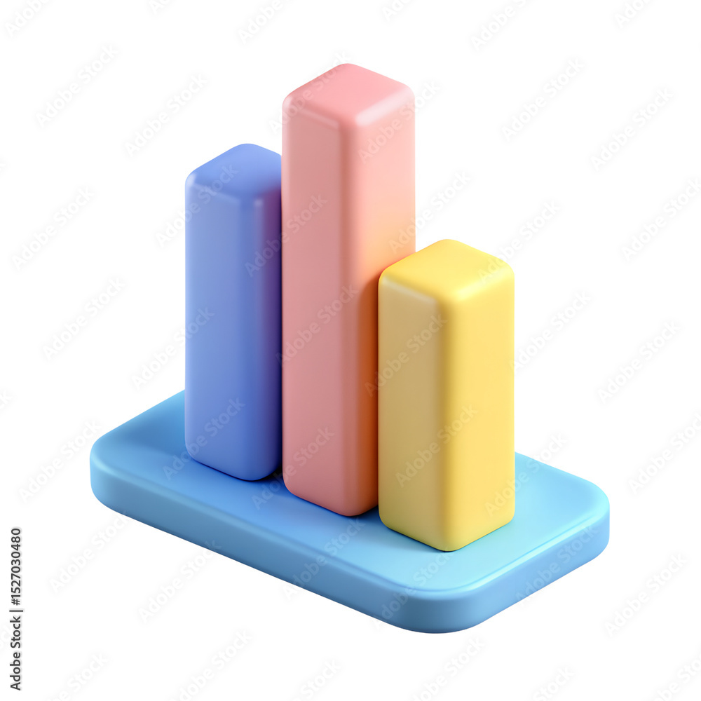 Aufkleber pastel colored 3d bar graph chart data visualization