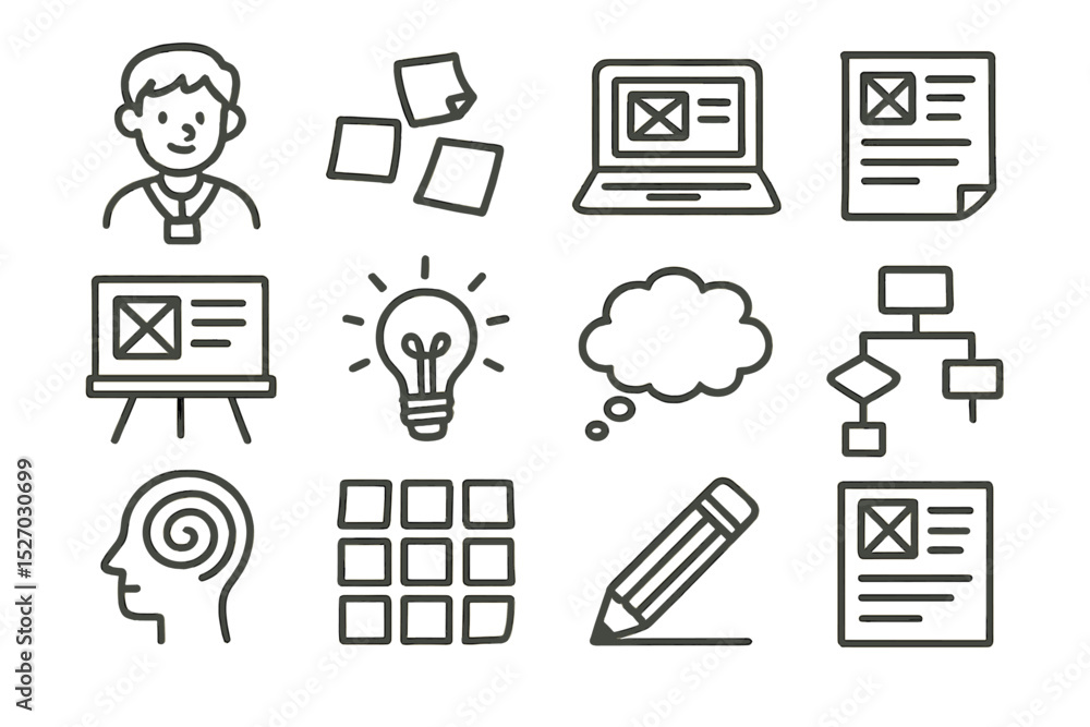 Poster user interface design icons set on textured background