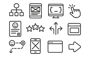 User interface design icons for digital development and navigation