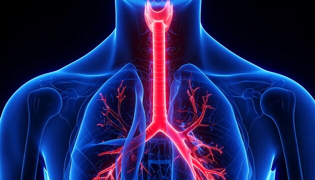 3D anatomical illustration of the upper respiratory tract