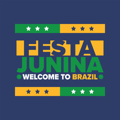 Festa Junina in Brazil. Brazilian festival. Happy holiday. Brazil flag. Carnival and parade. Summer fun party. Vector illustration