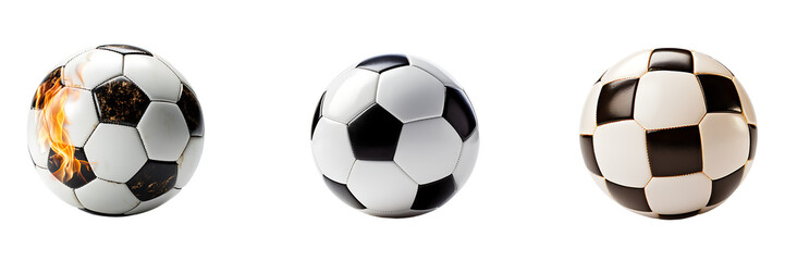 Obraz premium Collection of footballs isolated on transparent background