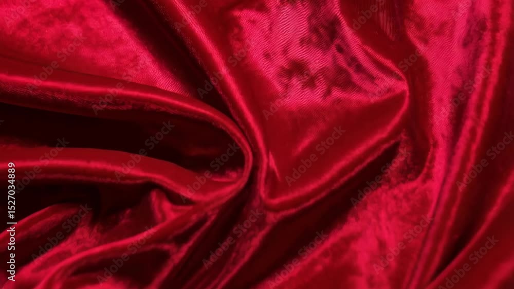 Poster deep crimson red velvet fabric with soft draping and luxurious texture, perfect for elegant backgrou