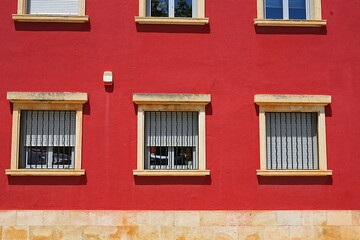 Red building with windows