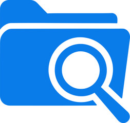 Magnifying glass exploring files and folders representing data search