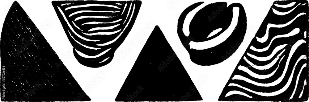 Aufkleber abstract folk art elements with geometric shapes and patterns for creative design