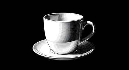 Black and White Coffee Cup Illustration