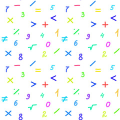  Math Symbols Seamless Pattern: Playful Educational Design for Kids Fabrics, Fun Wall Decor and Interactive Product Styling.