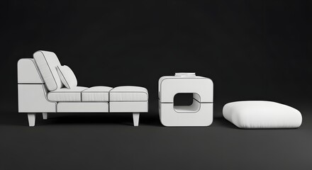 3D Couch and Decor Sketch