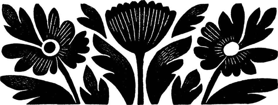 Neo folk art design inspired by damask textile patterns