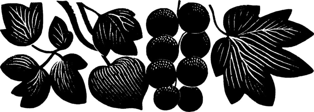 Neo folk art style botanical woodcut print design for creative projects