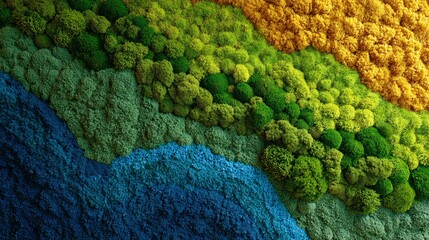 Textured surface of dyed moss in bands of color creates a naturalistic abstract design. A visually striking and tactile experience that is perfect for nature.