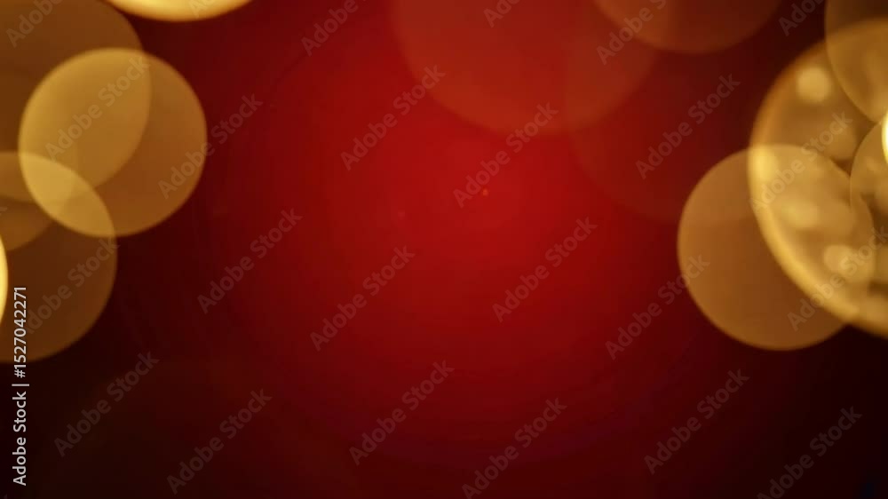 Poster beautiful abstract background with golden bokeh lights on rich red backdrop, creating warm and festi
