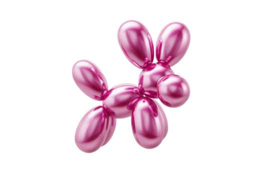 A pink balloon dog with a pink head and pink body - Powered by Adobe