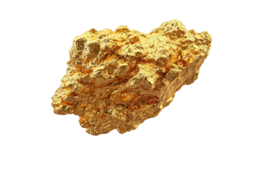 A gold rock with a rough surface