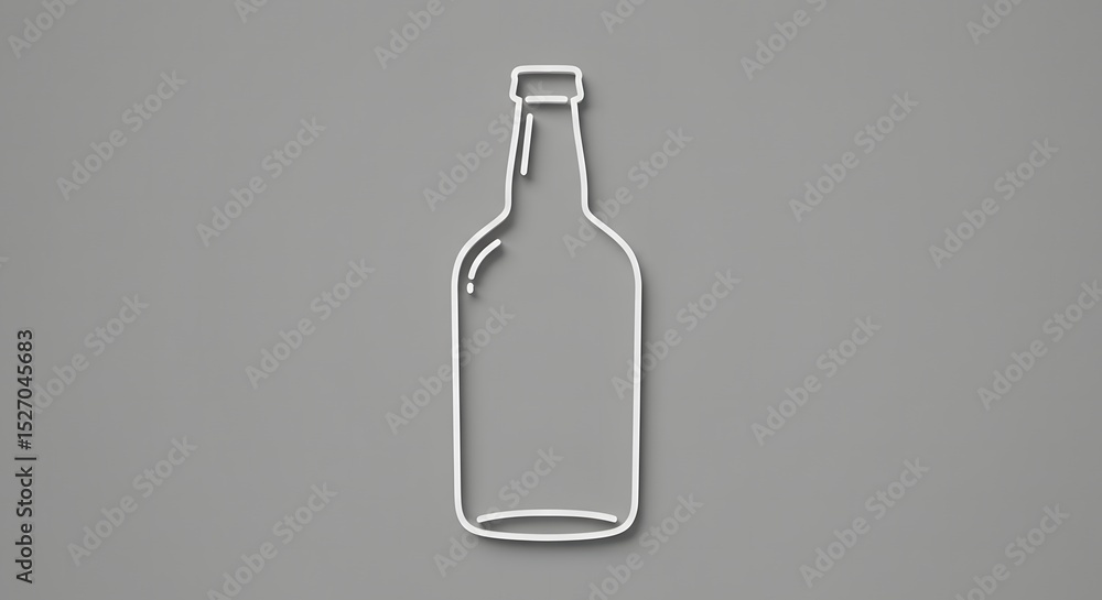 Poster contour of bottle isolated on gray background suggesting concepts of minimalism and simple elegance 