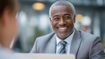 Professional Businessman Advising Couple on Finance in Modern Office