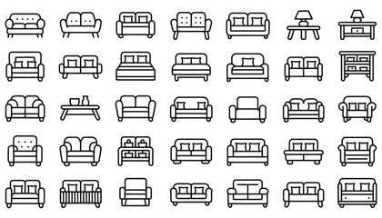 This stock image set features a diverse collection of shopping and transportation icons, including various vehicles like cars, trucks, buses, trains, vans, ships, and airplanes, all designed as symbol