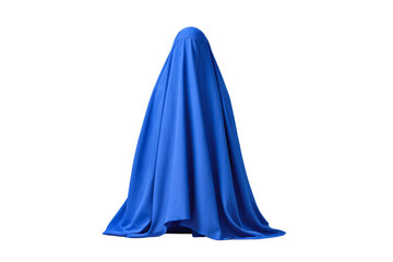 Naklejka premium A blue cloth is draped over a person's head, creating a sense of mystery