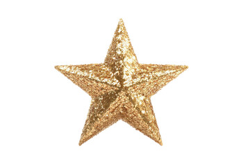 A gold star with glitter on it
