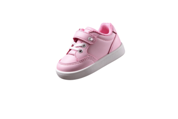 A pink shoe with a white sole