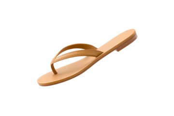 A tan flip flop with a strap