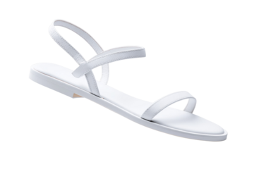 A white sandal with a strap and a strap