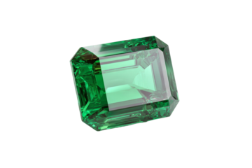 A green gemstone is sitting on a white background