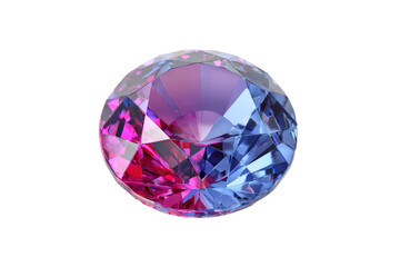 Fototapeta premium A blue, pink and purple diamond is sitting on a white background
