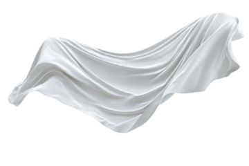 A white sheet of fabric is blowing in the wind
