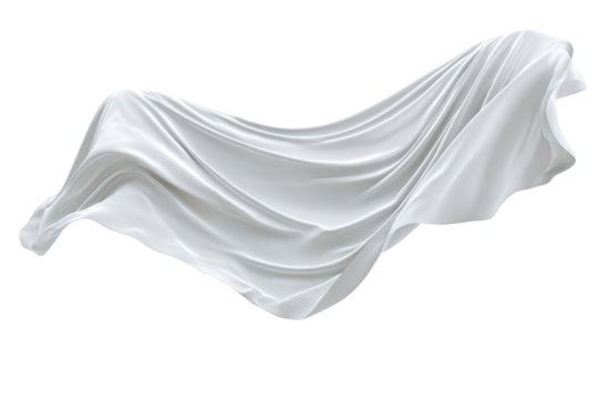 A white sheet of fabric is blowing in the wind