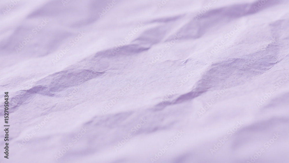 Poster close up of light purple crumpled paper showing texture and shadows creating an abstract background