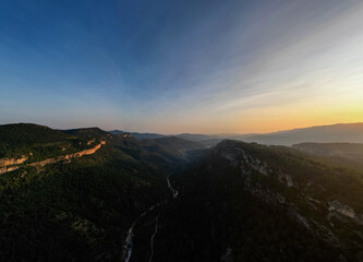 The spectacular cliffs at sunset near Siurana in Catalonia, Spain