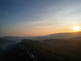 The spectacular cliffs at sunset near Siurana in Catalonia, Spain