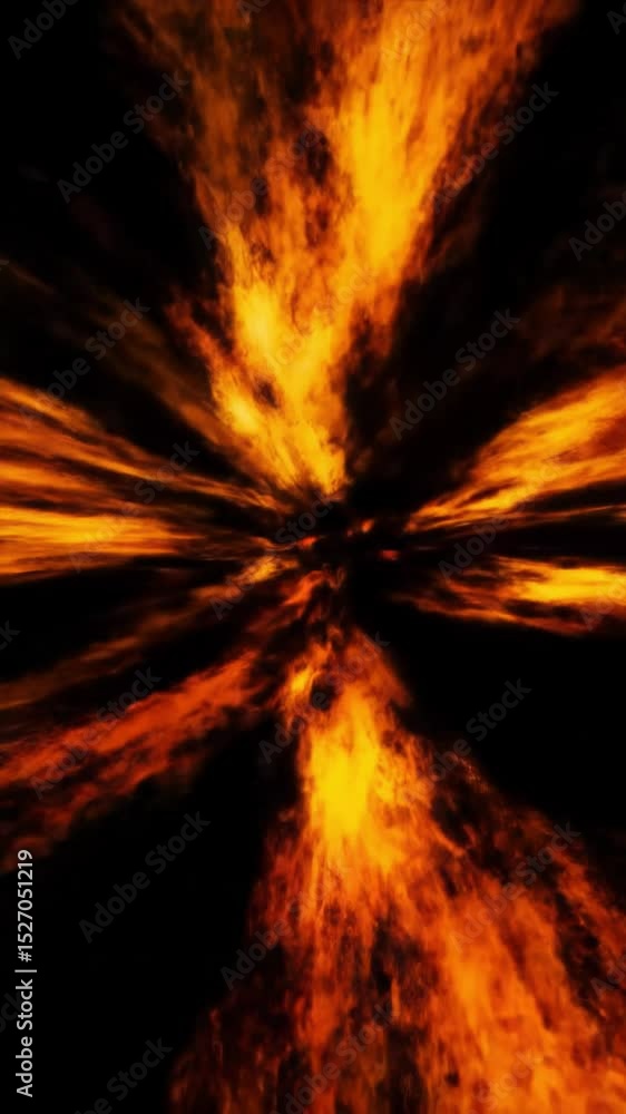 Aufkleber rapidly morphing abstract forms of vivid bright orange and fiery red swirl into deep matte dark brow