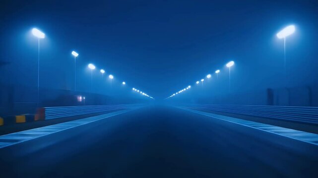Blue racetrack, night lights