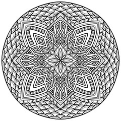 Mandala 367, ethnic, swirl pattern, object isolated on white background. Coloring page -426, hand drawn, vector.